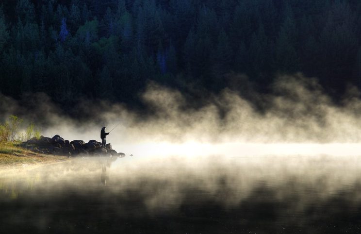 Got up early and went for a hike. Found this guy fishing.