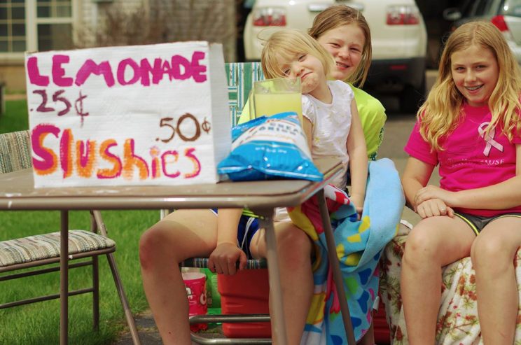 Not really warm enough for a lemonade stand. Didn't stop them.