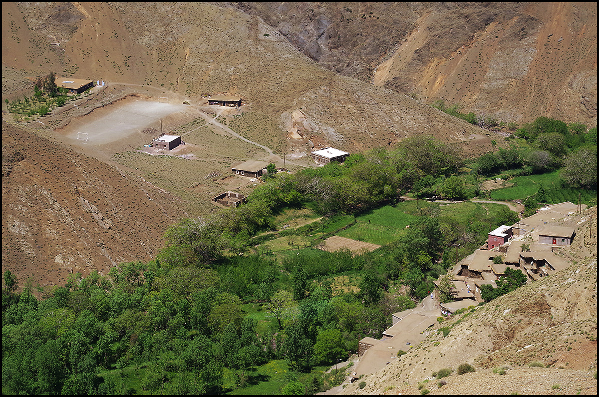 An view of the village of Imouzer Tichka from the road. Atlas Mountains of Morocco.