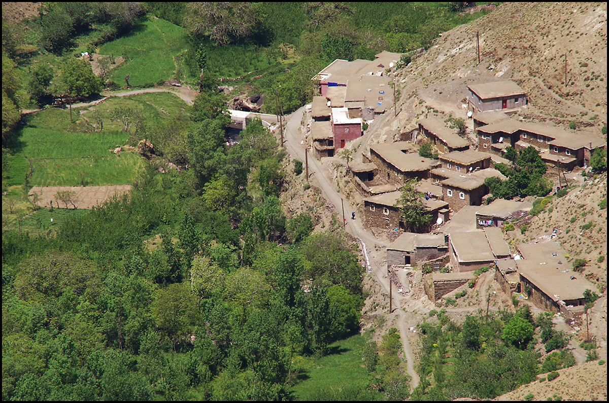 Another view from the pass of the village of Imouzer Tichka in the Atlas Mountains of Morocco