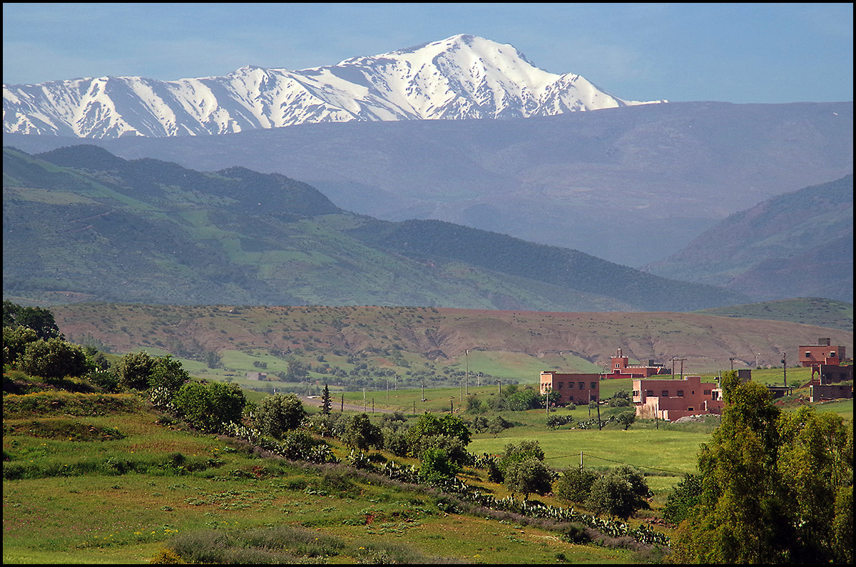 First glimpse of the Atlas Mountains in Morocco