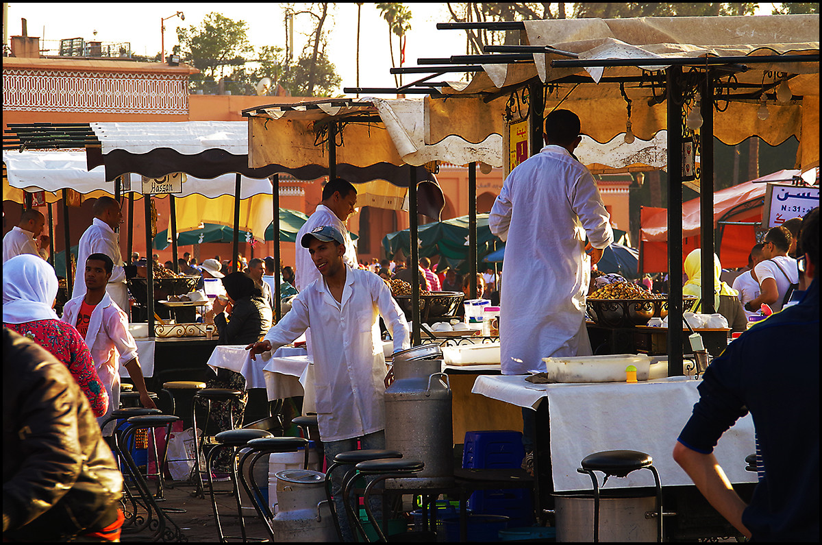 Food vendors in the Marakesh Medina