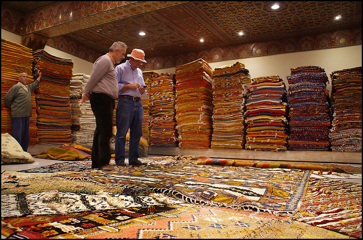 My dad shopping for Moroccan rugs in the Marrakesh Medina. He has a bit of a rug fetish. 