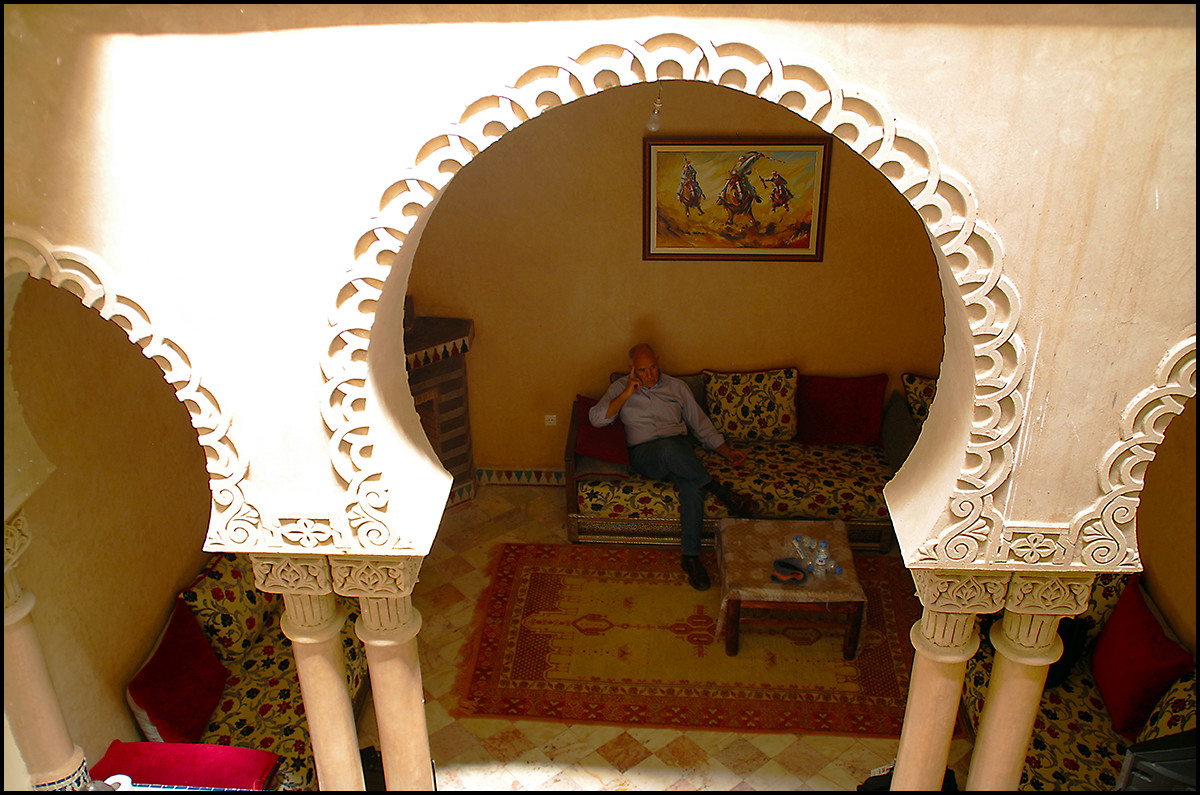 My dad on the phone in the villa where we spent two nights. The villa belongs to the director of the university where my dad works when he's there.