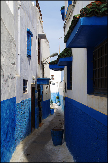 A typical street inside the Kasbah in Rabat, Morocco