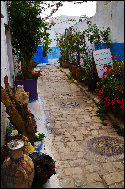 A typical street inside the Kasbah in Rabat, Morocco