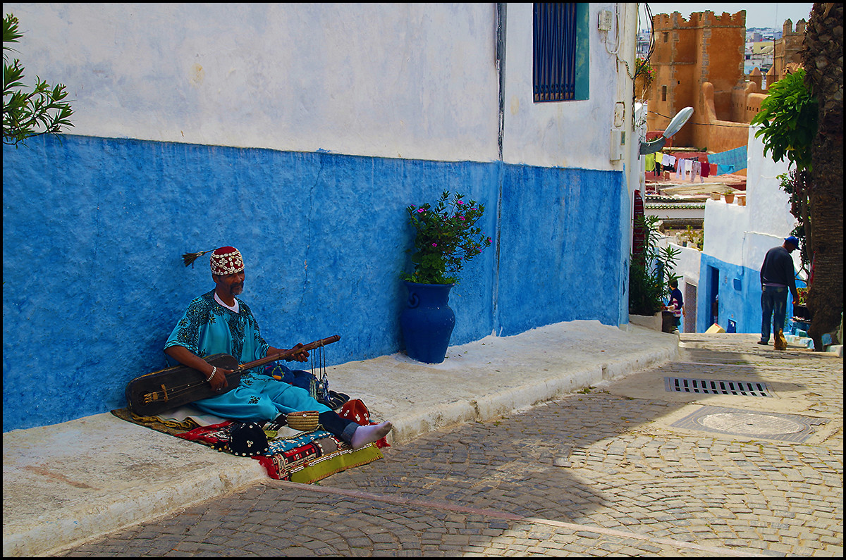 A street musician inside the Kasbah in Rabat, Morocco.