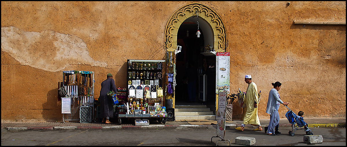 Rabat, Morocco. A shop on the outside of the Medina, but inside of the ancient wall