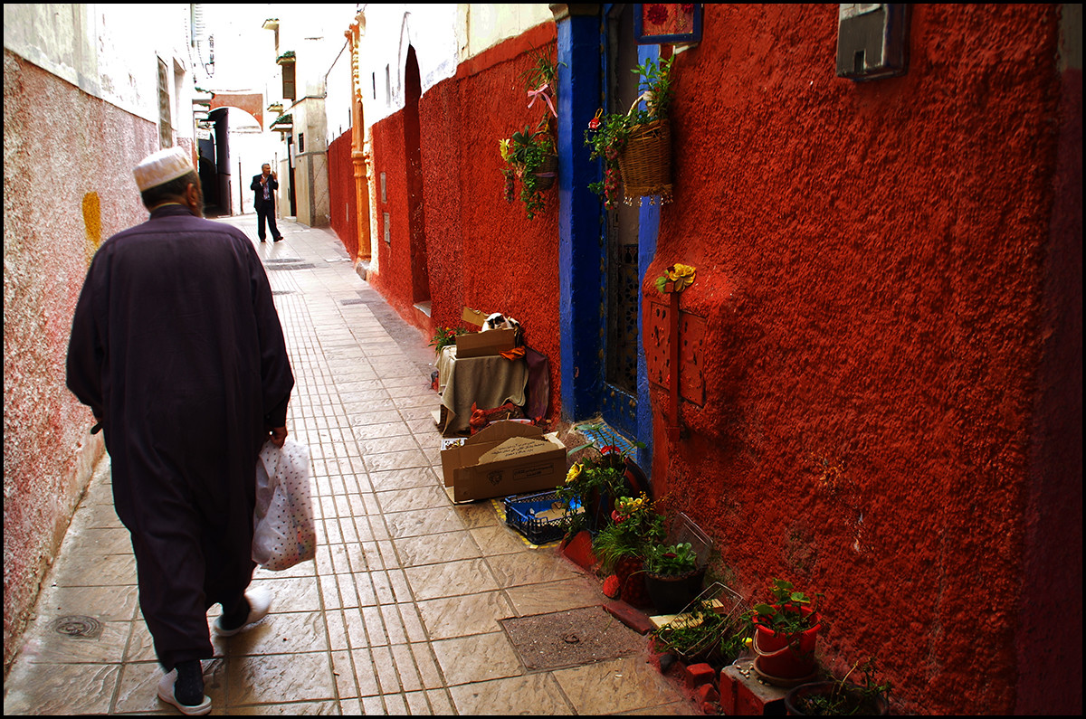 Morocco: A residential street inside the Rabat Medina