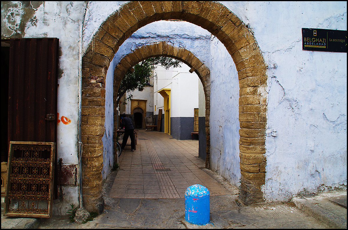 Morocco: A residential street inside the Rabat Medina