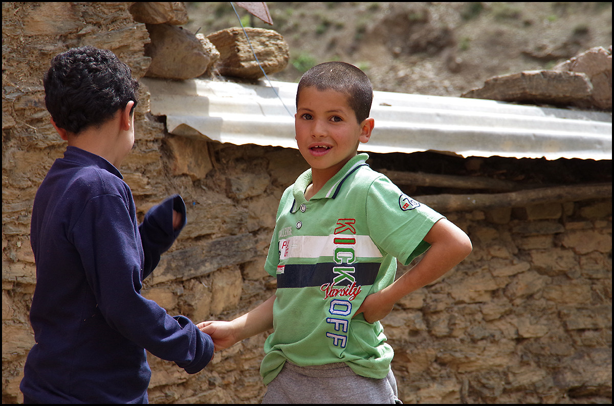 Two Berber boys in the village of Imouzer Tichka in the Atlas Mountains of Morocco