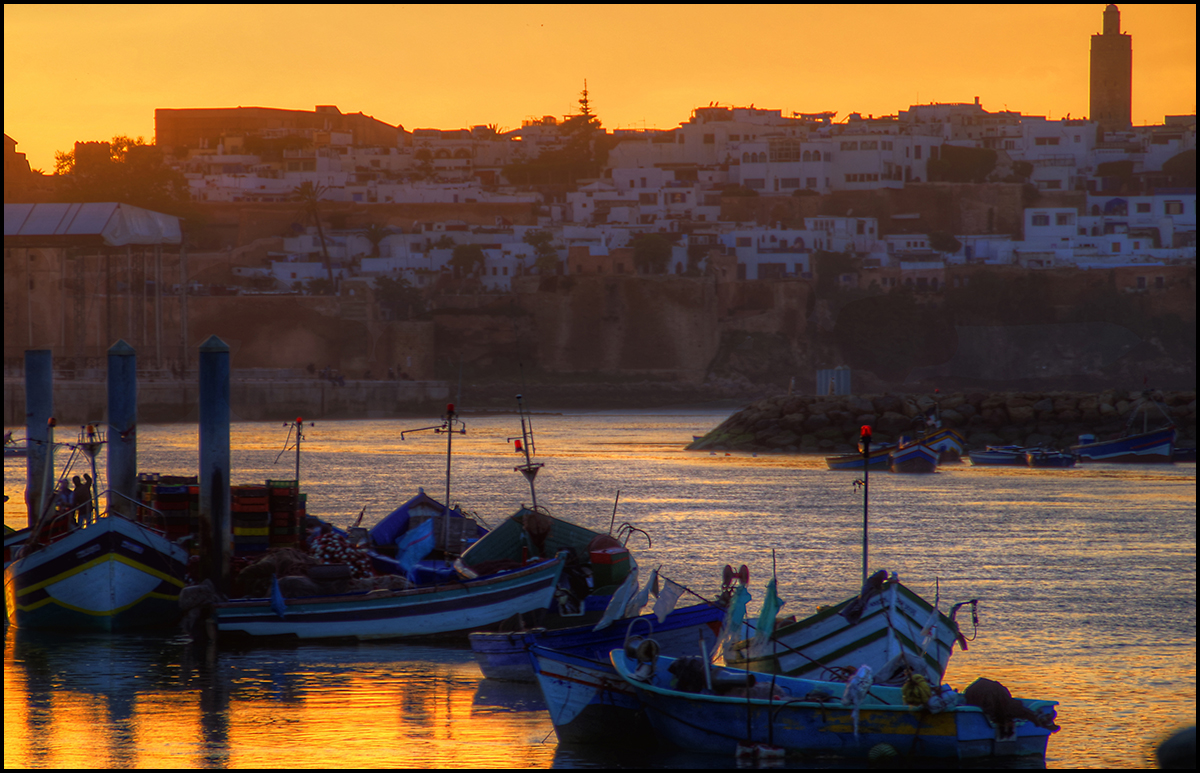 Rabat, Morocco. Board Walk at Sunset on the River Bou Regreg